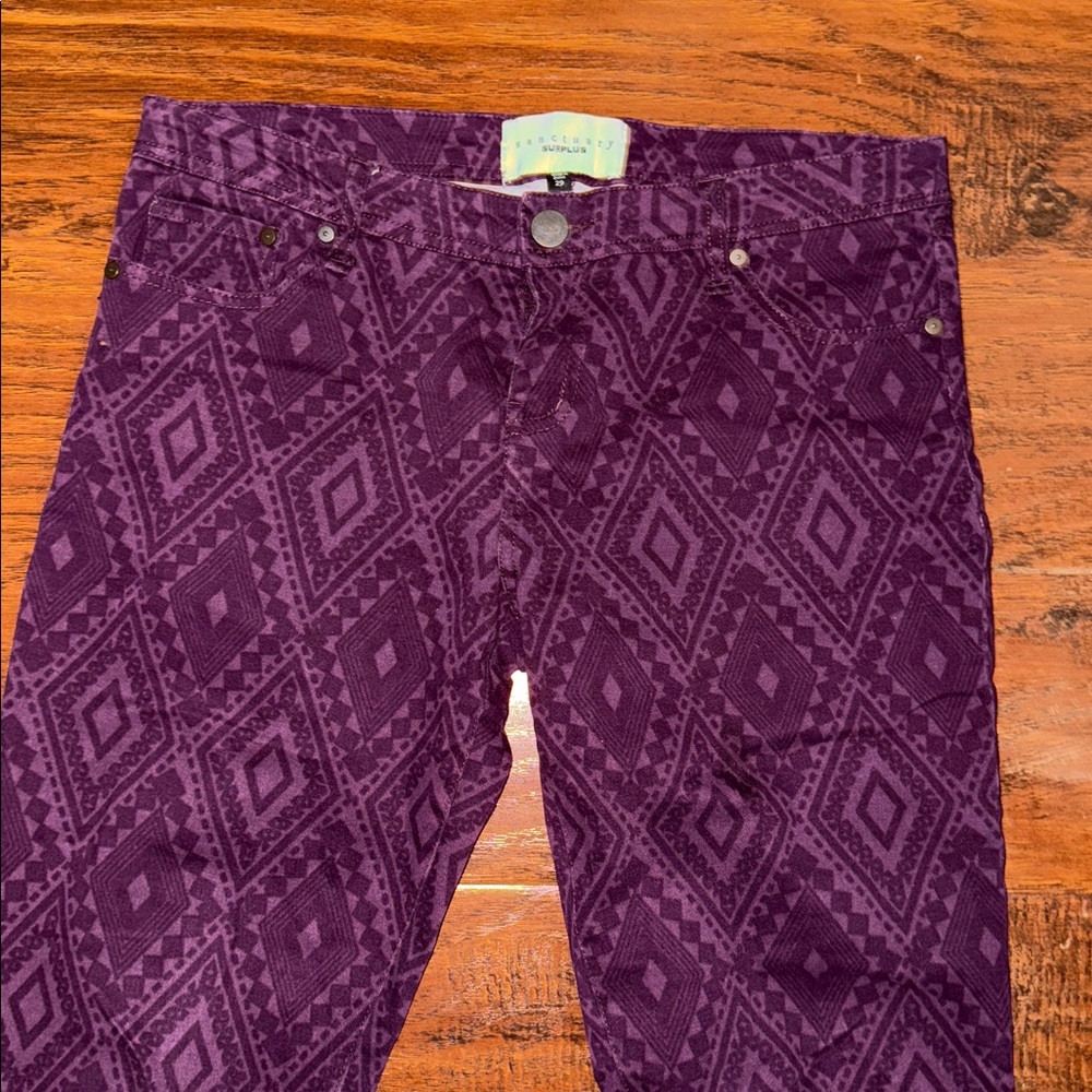 Sanctuary Deep Purple Patterned Pants - image 2